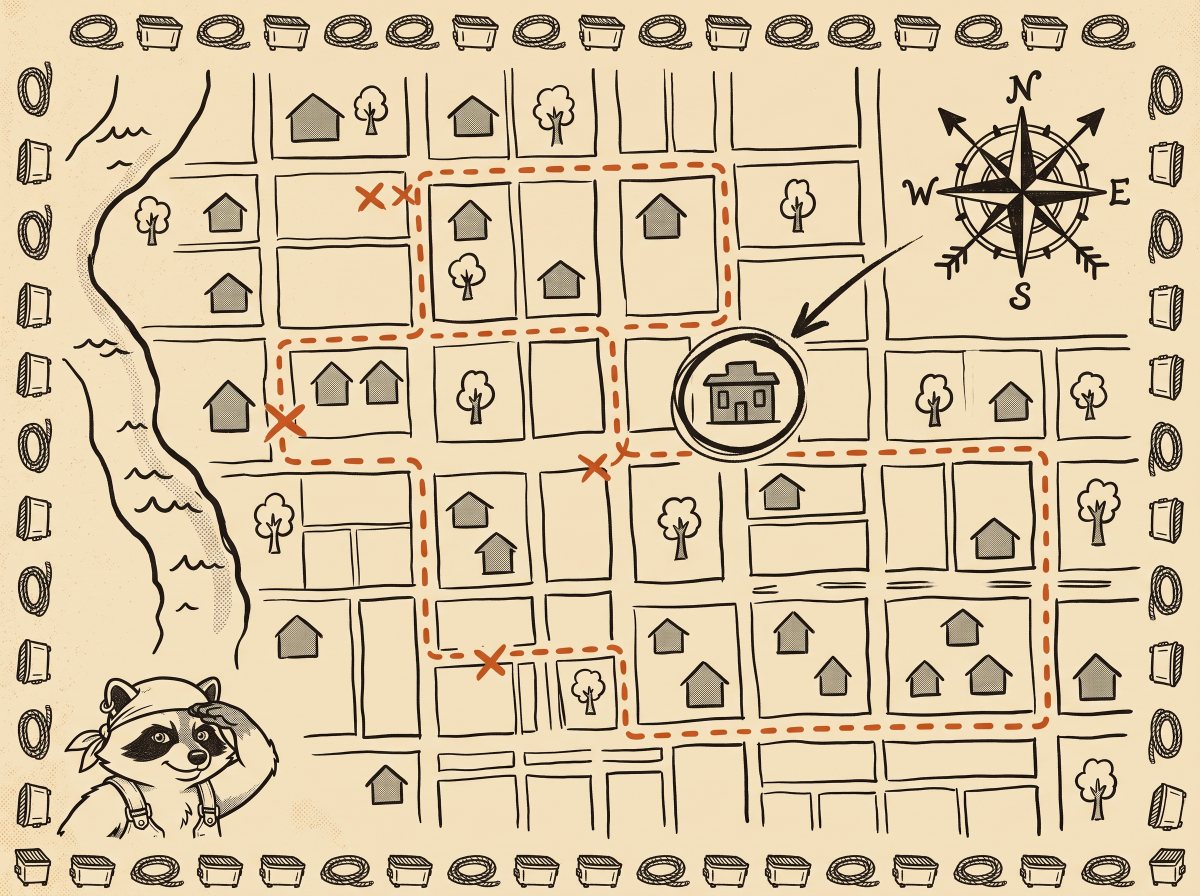 Hand-drawn map of the Columbus service area